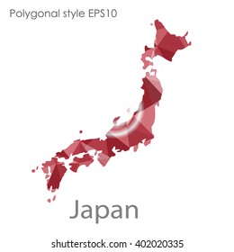Japan map in geometric polygonal style.Abstract gems triangle,modern design background.