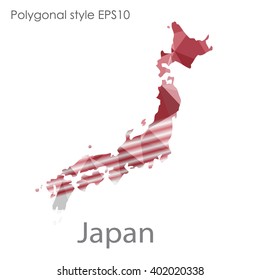 Japan map in geometric polygonal style.Abstract gems triangle,modern design background.
