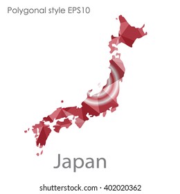 Japan map in geometric polygonal style.Abstract gems triangle,modern design background.