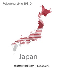 Japan map in geometric polygonal style.Abstract gems triangle,modern design background.