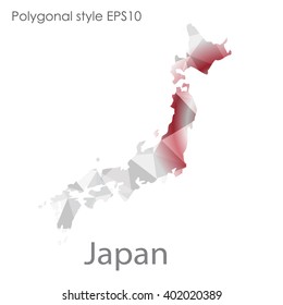 Japan map in geometric polygonal style.Abstract gems triangle,modern design background.