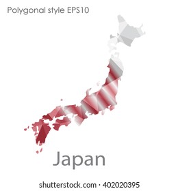 Japan map in geometric polygonal style.Abstract gems triangle,modern design background.