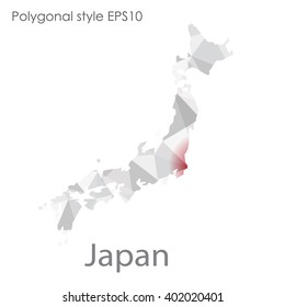 Japan map in geometric polygonal style.Abstract gems triangle,modern design background.