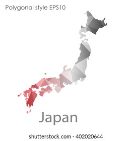 Japan map in geometric polygonal style.Abstract gems triangle,modern design background.