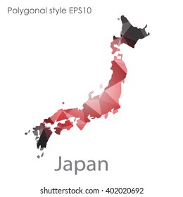 Japan map in geometric polygonal style.Abstract gems triangle,modern design background.