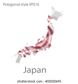 Japan map in geometric polygonal style.Abstract gems triangle,modern design background.