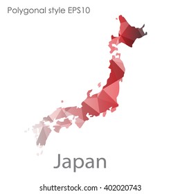 Japan map in geometric polygonal style.Abstract gems triangle,modern design background.