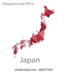 Japan map in geometric polygonal style.Abstract gems triangle,modern design background.