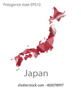 Japan map in geometric polygonal style.Abstract gems triangle,modern design background.