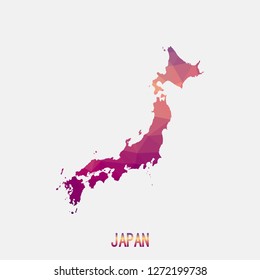 Japan map in geometric polygonal,mosaic style.Abstract tessellation,modern design background,low poly. Geometric cover, mockup. Vector illustration.