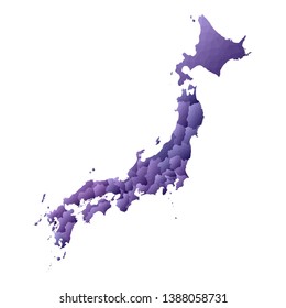 Japan map. Geometric style country outline. Stunning violet vector illustration.