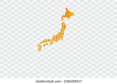 Japan Map Gold Dust Color On White Backgound Png