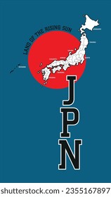 Japan Map Graphic Print Poster T shirt vintage design