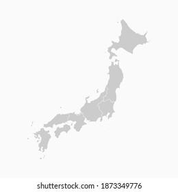 Japan Map Gray Color. Geographic Isolated Gray Vector Country Border Map Of Japan. Vector Illustration