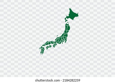 Japan Map green Color on White Background quality files Png