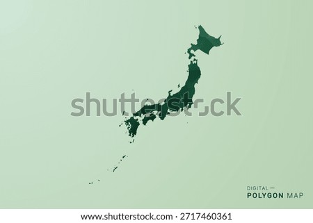 Japan Map - Green Polygon Style Vector Illustration, Low Poly Geometric Design with Clean Silhouette on soft green Background.