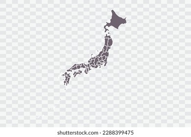 Japan Map Grey Color on White Background quality files Png