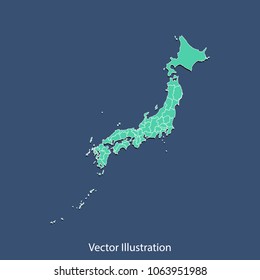 Japan map - High detailed color map of Japan. flat design style, clean and modern.Vector illustration eps 10
