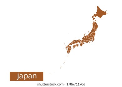 japan map High Detailed on white background. Abstract design vector illustration eps 10. Orange color.