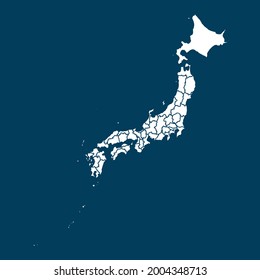 Japan map High Detailed on green background. white color . Abstract design vector illustration eps 10