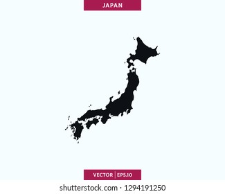 Japan Map. High Detailed Silhouette Map In Soft Background - Vector