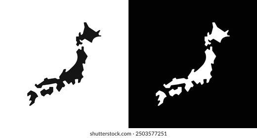 Japan map icon line art vector