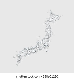 Japan map icon sign, transparent water drop vector  ,water and irrigation concept