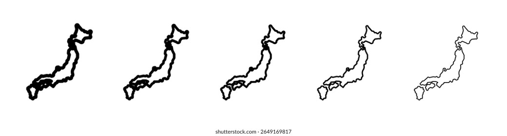 Conjunto de marca de logotipo de contorno delgado de icono de mapa de Japón
