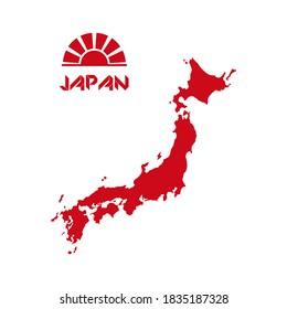 Icono de mapa de Japón vector sobre fondo blanco