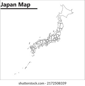 japan map illustration vector detailed japan map with regions