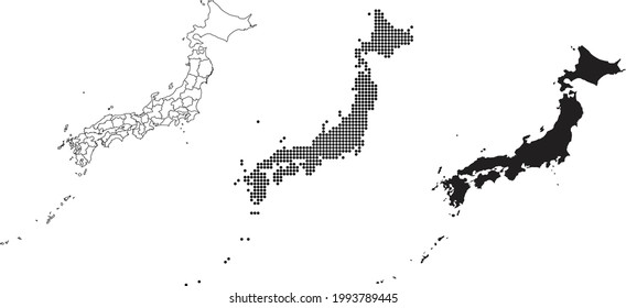 Mapa de Japón aislado en un fondo blanco.