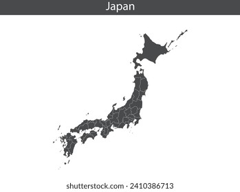 Japan map isolated on white background. Vector illustration.
