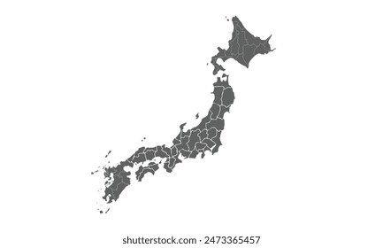 Japan map isolated on white background. for website layouts, background, education, precise, customizable, Travel worldwide, map silhouette backdrop, earth geography, political, physical.