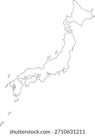 Japan Map Isolated Outline Stroke Vector Map Editable