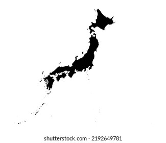 Japan Map. Japanese Country Map. Black and White Nippon Nihon National Nation Outline Geography Border Boundary Shape Territory Vector Illustration EPS Clipart