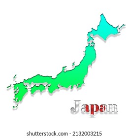 japan map long beautiful green