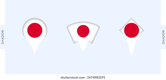 Conjunto de marcadores de mapa de Japón. Perfecto para proyectos relacionados con Japón, viajes, geografía y representación internacional. Vector colección.