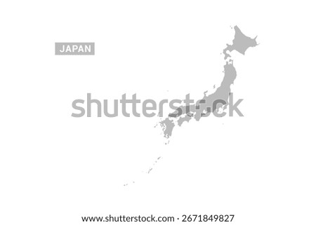 Japan map - Minimal Flat Vector Illustration in Black and Gray, Isolated on White Background, Ideal for Infographics, Educational Use, Reports, and Presentations.