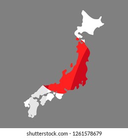 Japan map with national flag. flat, icon, vector illustration 