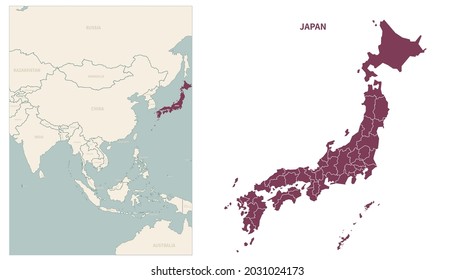 Japan map. map of Japan and neighboring countries.