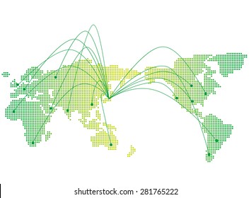 Japan map network Vector