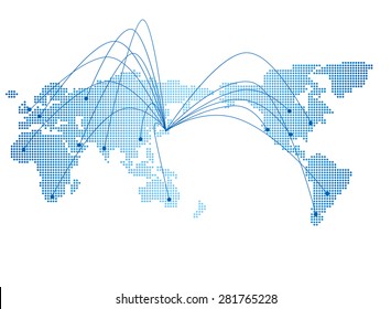 Japan map network Vector