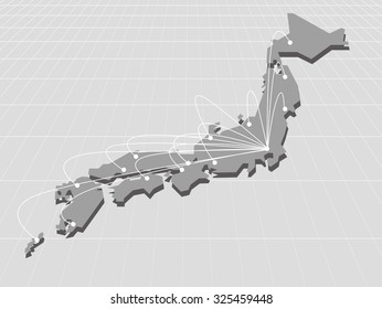 japan Map Network Vector