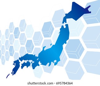 japan Map Network Vector