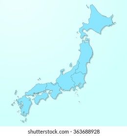 Japan map on blue degraded background vector