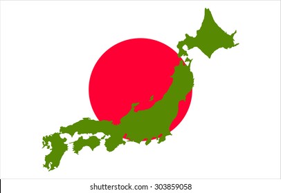 Japan  Map On A Flag Background