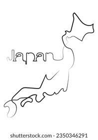 Japan Karte in One Line Art Drawing