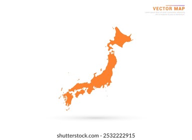 Mapa de Japón - Estilo abstracto anaranjado aislado en el Vector de fondo blanco.