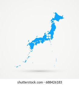 Japan map in Organization of the Petroleum Exporting Countries (OPEC) flag colors, editable vector.