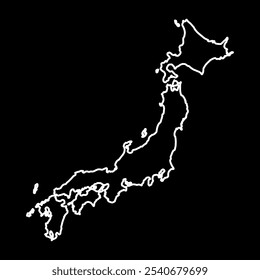 Japan map outline silhouette. Black and white concept. vector illustration.